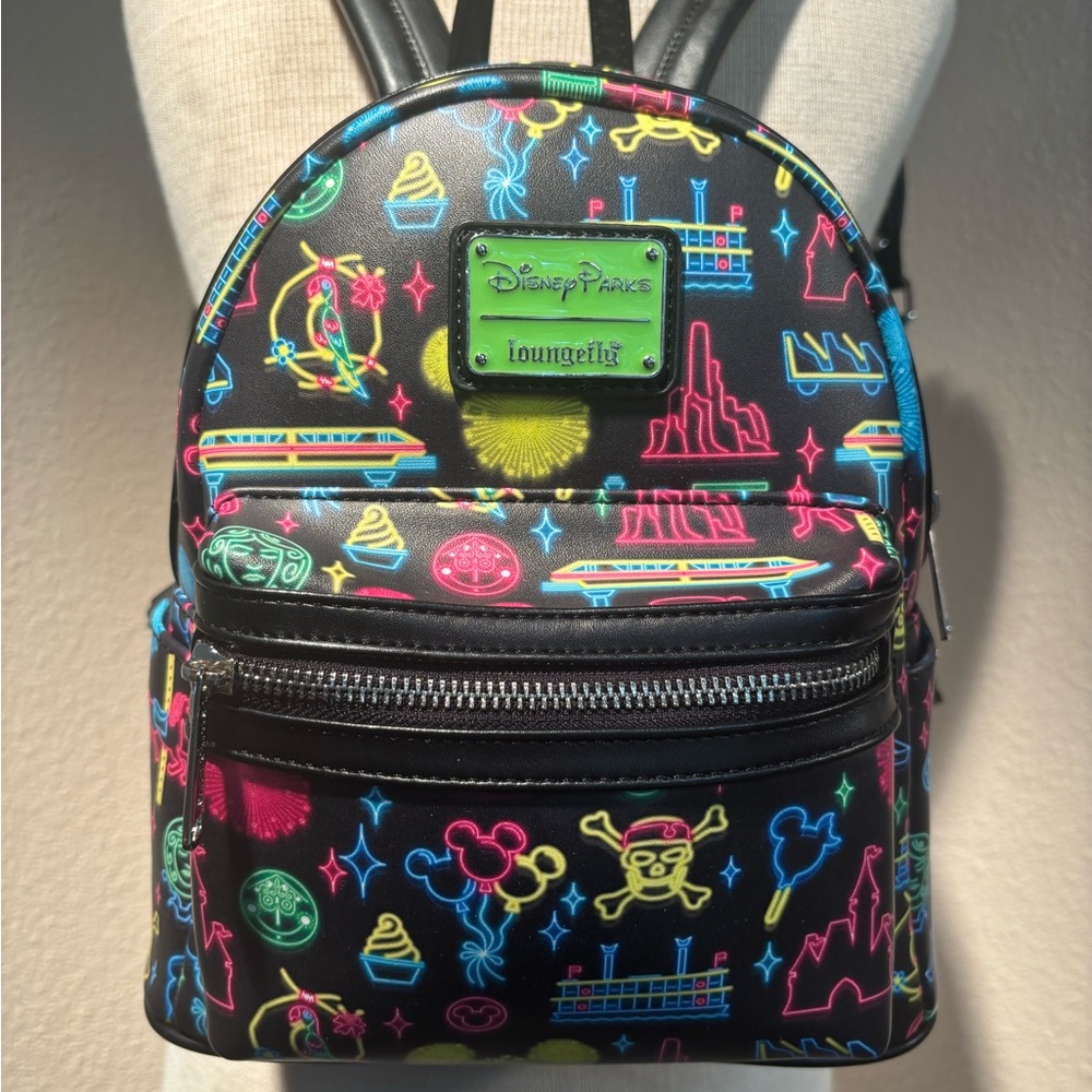 Retired Loungefly Disney Parks Neon Icons Mini Backpack – NWOT - Picture 2 of 7